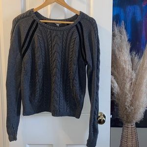 Athleta Grey Cable Knit Sweater
